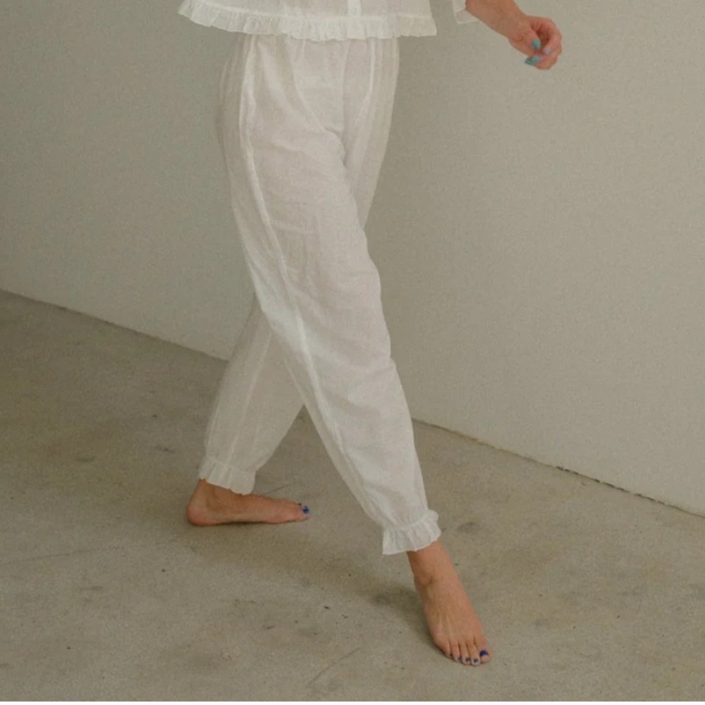 Sonderhaus White Ruffle Pajama Pants